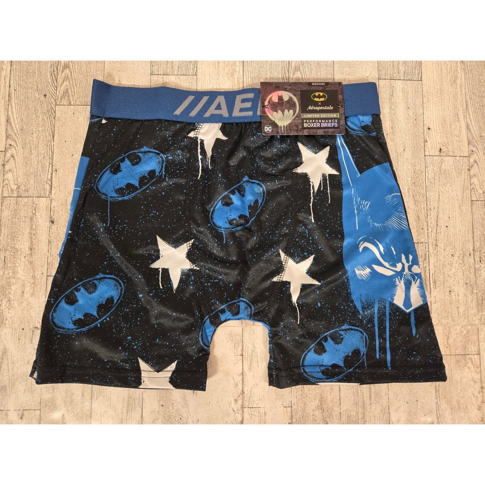 Aeropostale Batman Performance Boxer Briefs Mens Medium DC Comics Blue Black NEW